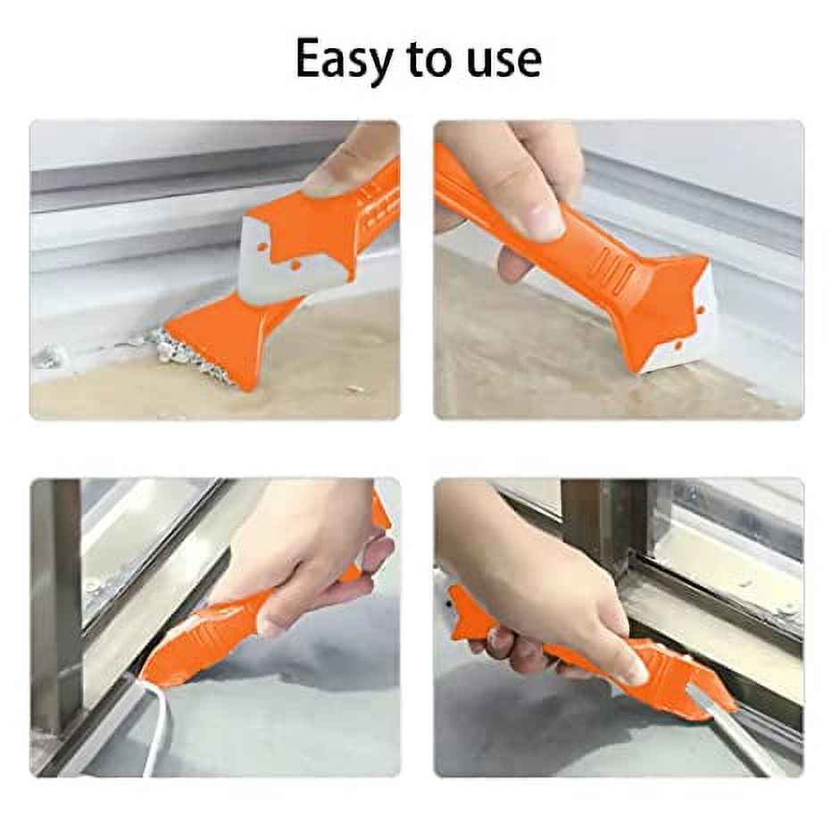 3 in 1 Silicone Caulking Tool, Easy to Clean, Silicone Trowel and Scraper,  Cleaner and Sealant Caulk Remover Tool. DIY Tools for Kitchen, Bathroom and